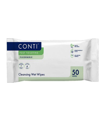 Conti® Flushable Toileting Wet Wipes 12x50