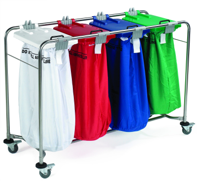 Medi-Cart 4 Bag Laundry Trolley with White, Red, Blue & Green Lid Medi-Cart 4 Bag Laundry Trolley with White, Red, Blue & Green Lid